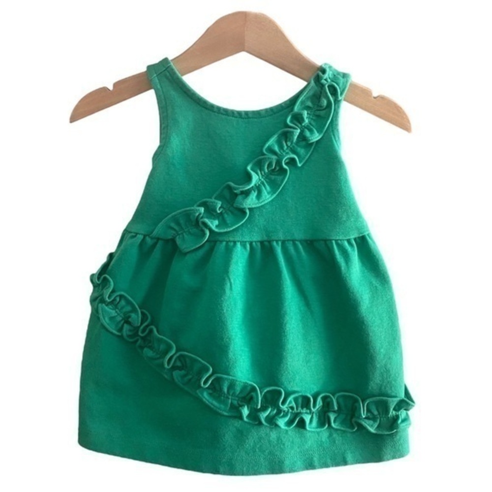 Janie and Jack Green Ruffle Ponte Sleeveless Dress 3-6 months